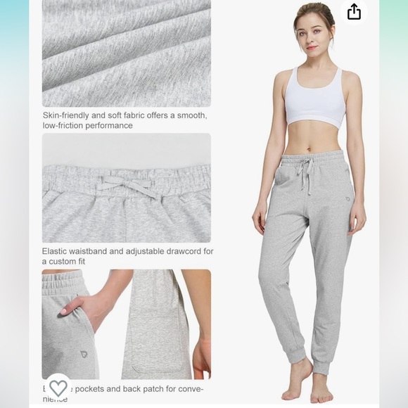 BALEAF Womens Sweatpants Cotton Joggers with Pockets Lounge Gray - Picture 8 of 9
